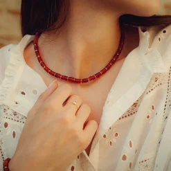 Sloya Collier Et Pendentif<Collier Blima en pierres Agate rouge