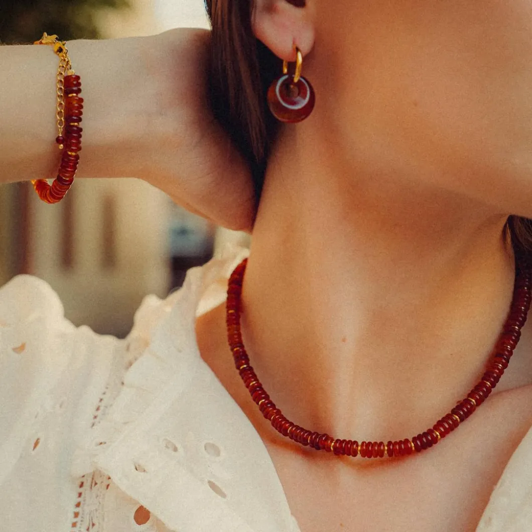 Sloya Collier Et Pendentif<Collier Blima en pierres Agate rouge