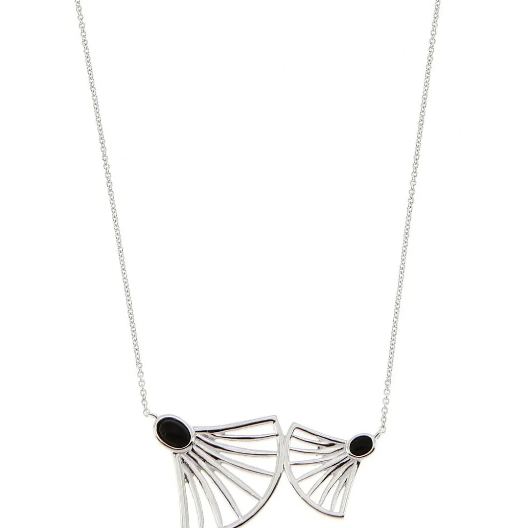 Kosma Paris Collier Et Pendentif<Collier et pendentif Kosma Arielle BNS08176-ARGENT - Métal Argenté & Onyx Noir Femme