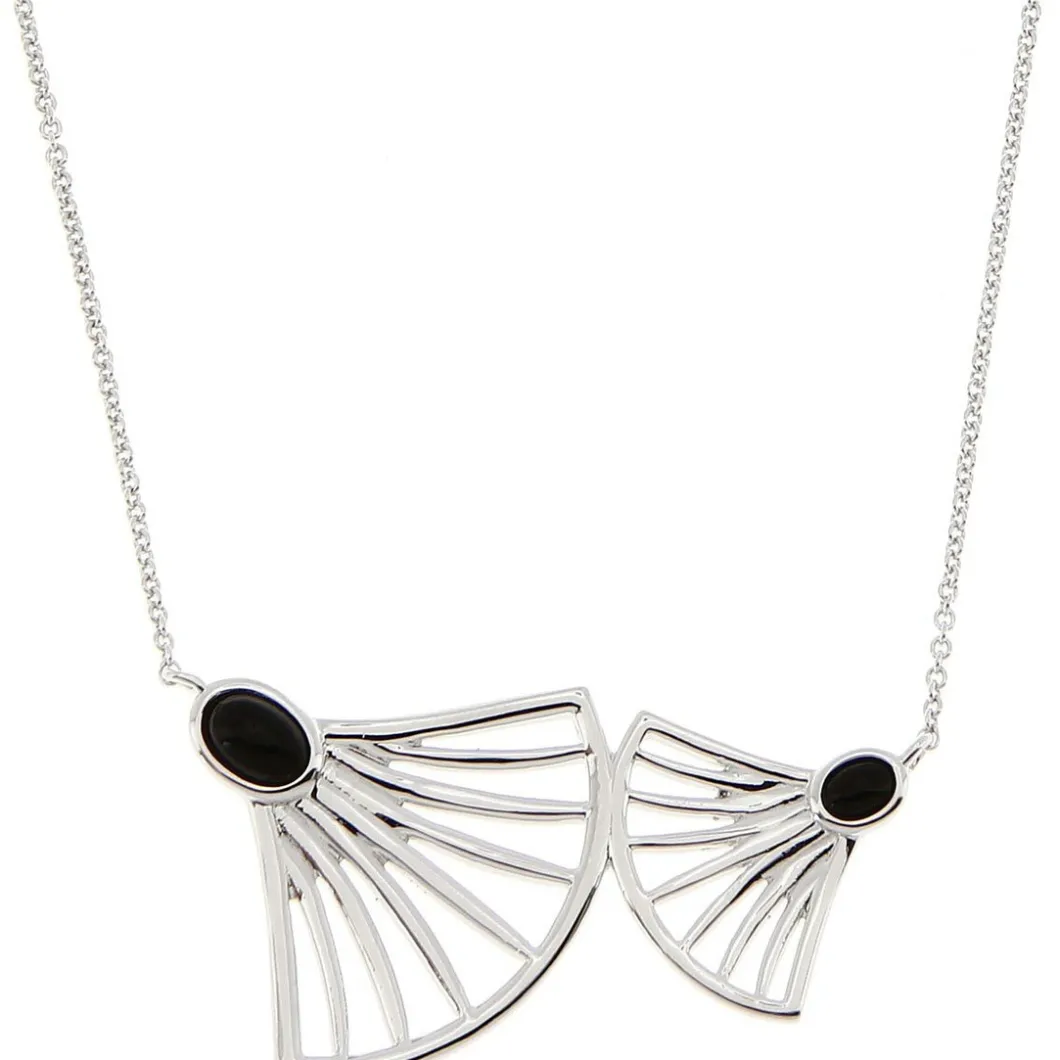 Kosma Paris Collier Et Pendentif<Collier et pendentif Kosma Arielle BNS08176-ARGENT - Métal Argenté & Onyx Noir Femme