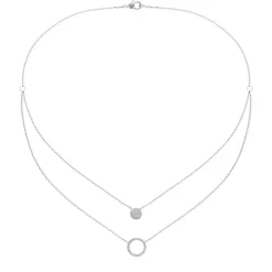 Maison de la Bijouterie Collier Et Pendentif<Collier fantaisie double rond oxyde Femme argent VWZUY345
