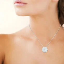 Maison de la Bijouterie Collier Et Pendentif<Collier fantaisie pendentif martelé Femme Argent WYZ60045