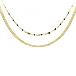 Angèle M Bijoux Collier Et Pendentif<Collier femme B2304-DORE+B2394-NOIR - Angèle M