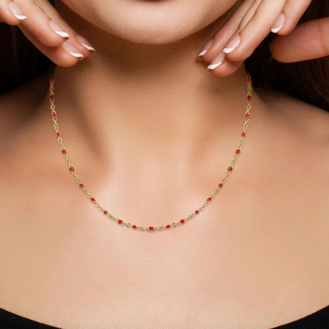 Angèle M Bijoux Collier Et Pendentif<Collier femme B2394-ROUGE - Angèle M Doré