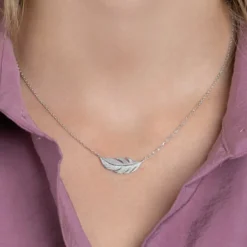 Maison de la Bijouterie Collier Et Pendentif<Collier Femme fantaisie plume Argent WYZ35345