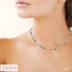 Maison de la Bijouterie Collier Et Pendentif<Collier Femme plaqué or pierres bleues cristal YVV0VZ45