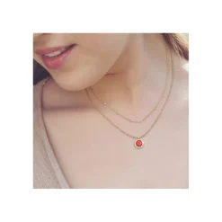 So Charm Bijoux Collier Et Pendentif<Collier Femme So Charm - B2126-ROUGE+B2370-DORE - Collier Mode Doré