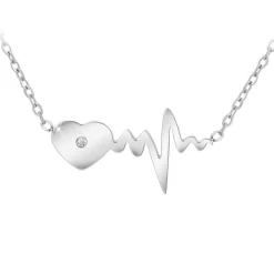 So Charm Bijoux Collier Et Pendentif<Collier Femme So Charm - BD2757-COLLIER-ARGENT-DIAMANT-BLANC - Collier Coeur Argenté