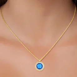 So Charm Bijoux Collier Et Pendentif<Collier Femme So Charm - B2126- - Collier Mode Doré Bleu
