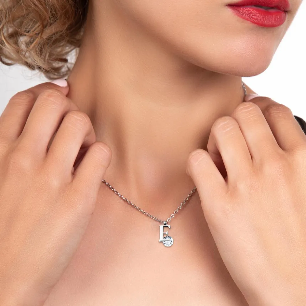 So Charm Bijoux Collier Et Pendentif<Collier Femme So Charm - B1498-E - Collier Initiale Argenté