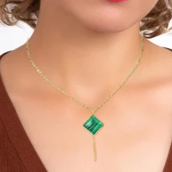 So Charm Bijoux Collier Et Pendentif<Collier Femme So Charm - B3040-MALACHITE - Collier Mode Doré