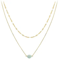 So Charm Bijoux Collier Et Pendentif<Collier Femme So Charm - B4277-DORE-AMAZONITE - Collier Mode Doré