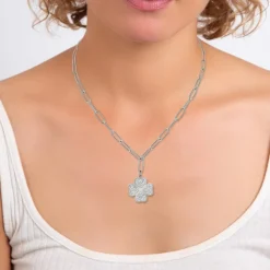So Charm Bijoux Collier Et Pendentif<Collier Femme So Charm - B3201-ARGENT - Collier Trèfle Argenté