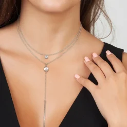 So Charm Bijoux Collier Et Pendentif<Collier Femme So Charm - B2276-ARGENT+B2382-ARGENT-10001-CRYS - Collier Mode Argenté