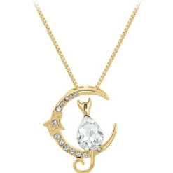 So Charm Bijoux Collier Et Pendentif<Collier Femme So Charm - BS1542-DORE-CRYS - Collier Chat Doré
