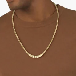 Lacoste Collier Et Pendentif<Collier Homme Script - 2040524 Acier Doré