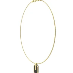 Guess Bijoux Collier Et Pendentif<Collier Racer Tag Acier Doré Et Fibre De Carbone