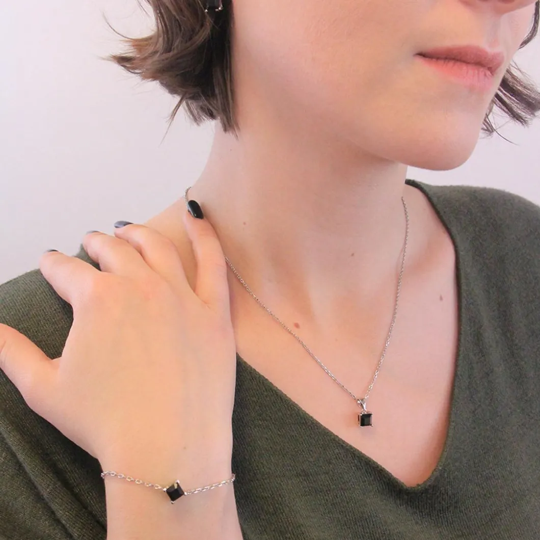 MYC-Paris Collier Et Pendentif<Collier Simple Square Argenté et Noir