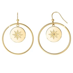 So Charm Bijoux Boucles D'Oreilles<Créoles So Charm - BD2318-BO-DORE-DIAMANT-BLANC - Boucles D'Oreilles Dorées