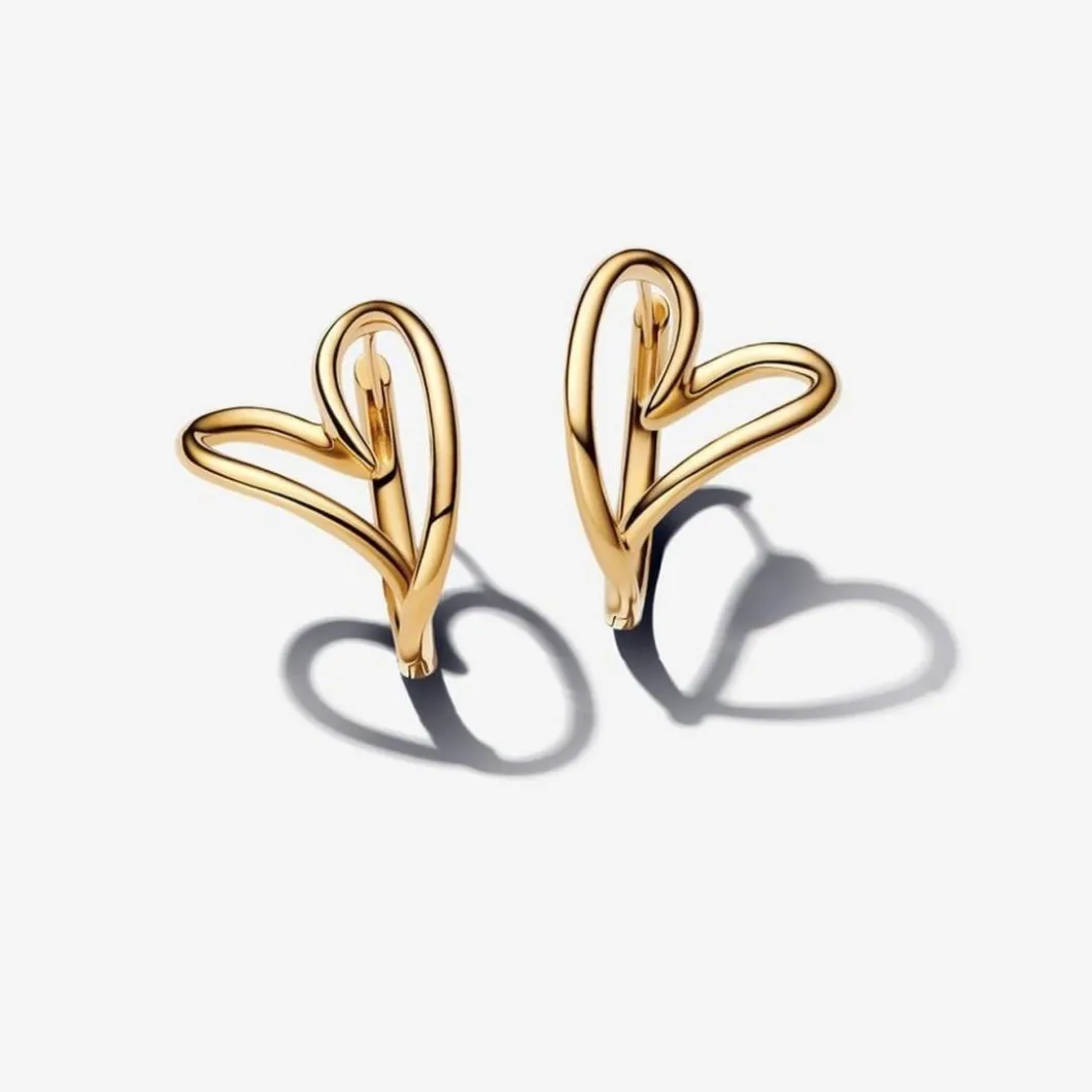 Pandora Boucles D'Oreilles<Créoles Cœur Organique Dorées