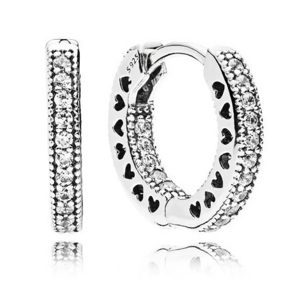 Pandora Boucles D'Oreilles<Créoles Cœur Pavé Signature