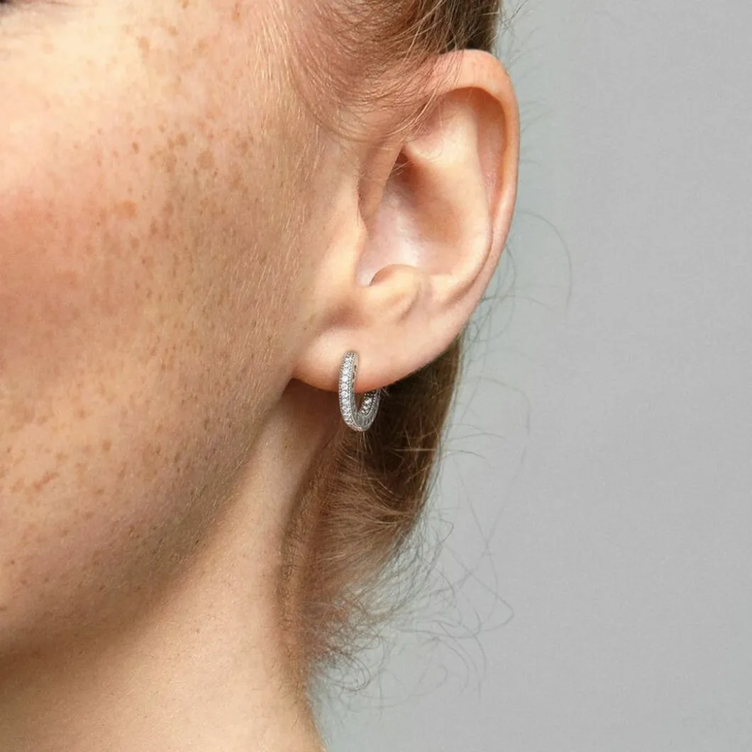 Pandora Boucles D'Oreilles<Créoles Cœur Pavé Signature