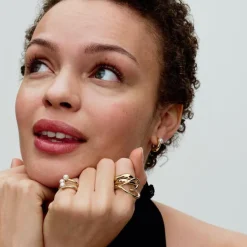 Pandora Boucles D'Oreilles<Créoles de Forme Organique et Perle de Culture