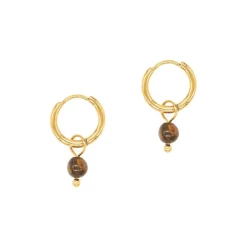 Sloya Boucles D'Oreilles<Créoles Serena en pierres Oeil de Tigre