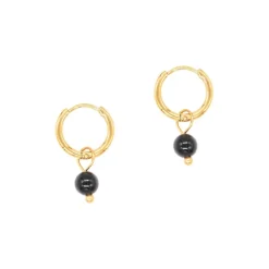 Sloya Boucles D'Oreilles<Créoles Serena en pierres Obsidienne
