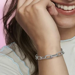 Pandora Charms<Double Link métallique Pavé ME - Argent