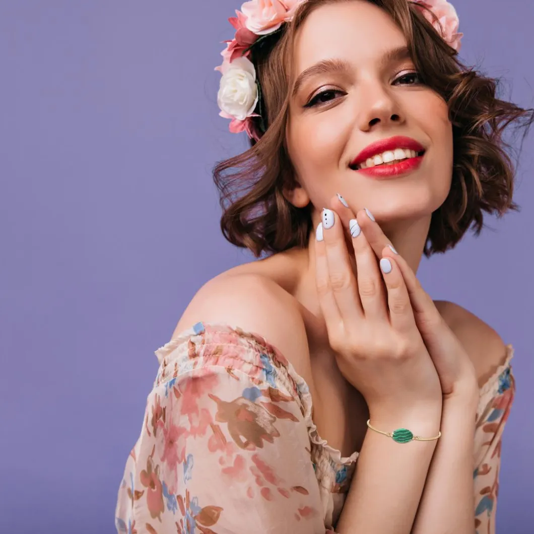 So Charm Bijoux Bracelets<Jonc Femme So Charm - B2492-MALACHITE - Bracelet Mode Doré Vert