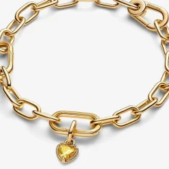 Pandora Charms<Mini Dangle Cœur Métal Doré 763862C01