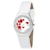 So Charm Montres Montre Cuir<Montre Alysson Coquelicot blanche à mouvement tournant ornée de Cristaux scintillants
