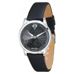 So Charm Montres Montre Cuir<Montre Ambrine élégante noire ornée de Cristaux scintillants