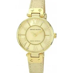 Anne Klein Montre Cuir<Montre AK-1012GMGD - Bracelet Cuir Doré Boîtier Aluminium Doré Femme