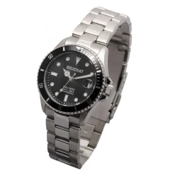 Beuchat Montre Acier<Montre BEU1955-1 - Dateur Lunette Unidirectionnelle 20 ATM Acier Argenté Cadran Noir Femme