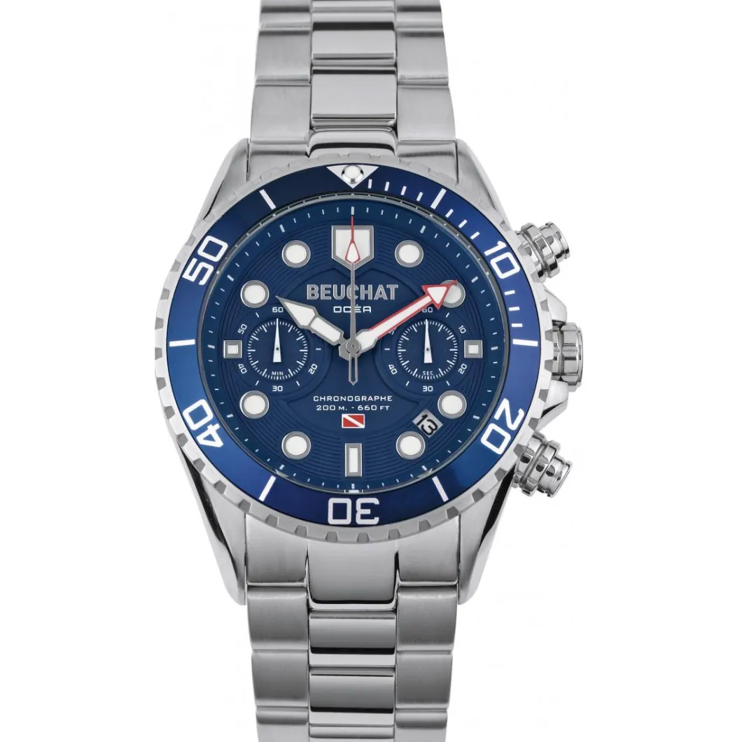 Beuchat Montre Acier<Montre BEU0093-2 - Montre Acier Bleue Homme