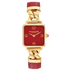 Coach Montre Cuir<Montre 14504358 - Montre Cuir Rouge Femme