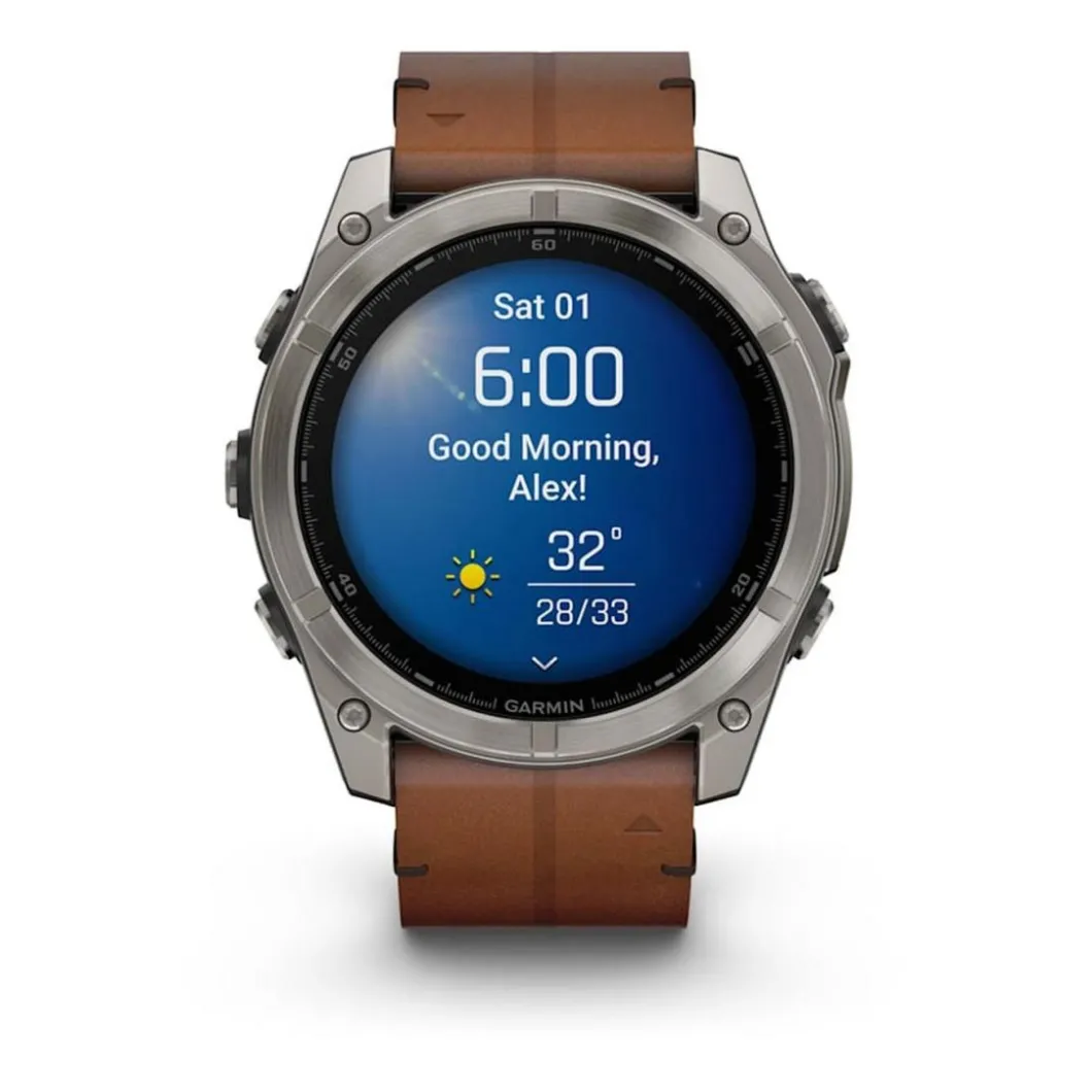 Garmin Montre Connectée|Montre Cuir<Montre Connectée - 010-02905-40 Fēnix 8 Amoled - 51Mm - Sapphire, Titane, Carbon Gray Dlc Avec Bracelet Cuir Marron + Bracelet Silicone Noir