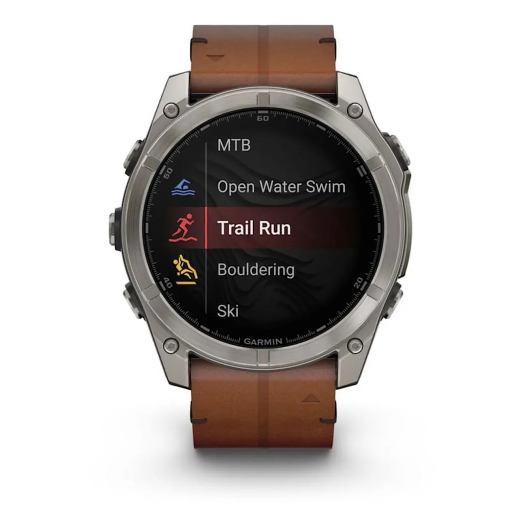 Garmin Montre Connectée|Montre Cuir<Montre Connectée - 010-02905-40 Fēnix 8 Amoled - 51Mm - Sapphire, Titane, Carbon Gray Dlc Avec Bracelet Cuir Marron + Bracelet Silicone Noir