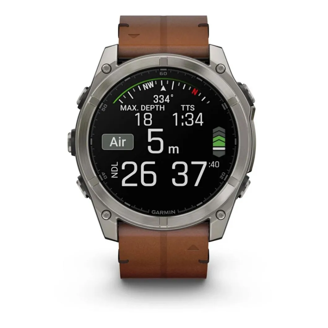 Garmin Montre Connectée|Montre Cuir<Montre Connectée - 010-02905-40 Fēnix 8 Amoled - 51Mm - Sapphire, Titane, Carbon Gray Dlc Avec Bracelet Cuir Marron + Bracelet Silicone Noir