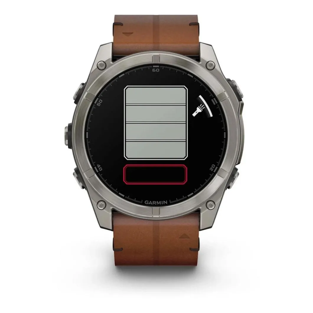 Garmin Montre Connectée|Montre Cuir<Montre Connectée - 010-02905-40 Fēnix 8 Amoled - 51Mm - Sapphire, Titane, Carbon Gray Dlc Avec Bracelet Cuir Marron + Bracelet Silicone Noir