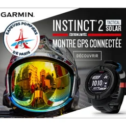 Garmin Montre Connectée<Montre connectée Homme Instinct 2 Solar Tactical BSPP BRIGADE DES SAPEURS POMPIERS DE PARIS - 010-02627-0A Bracelet Silicone Noir