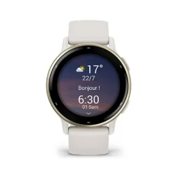Garmin Montre Connectée|Montre Connectée<Montre connectée Mixte VÍVOACTIVE® 5 Lunette aluminium Soft Gold, boitier ivoire et bracelet silicone ivoire