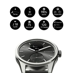 Withings Montre Connectée|Montre Connectée<Montre de Santé Connectée Mixte Scanwatch 2 - Wsw 242 Black Bracelet Caoutchouc Noir