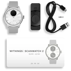 Withings Montre Connectée|Montre Connectée<Montre de Santé Connectée Mixte Scanwatch 2 - Wsw 242 White Bracelet Caoutchouc Gris