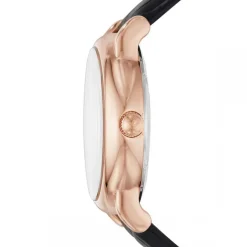 Emporio Armani Montres Montre Automatique|Montre Cuir<Montre Emporio Armani AR60007 - Montre Automatique Cuir Noir Boîtier Acier Doré Rose Cadran Blanc Homme