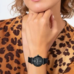 So Charm Montres Montre Cuir<Montre femme MF476-DIAMANT - Bracelet Cuir Noir