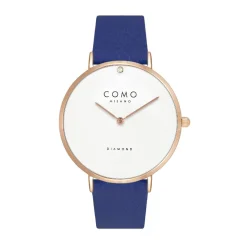 COMO MILANO Montre Cuir<Montre Femme Diamond - CM033-304-2DBL Bracelet Cuir Bleu
