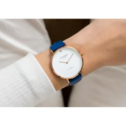 COMO MILANO Montre Cuir<Montre Femme Diamond - CM033-304-2DBL Bracelet Cuir Bleu